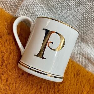 Sur la table handcrafted stoneware Monogram "P" gold trim Mug